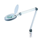 Lumeno LED Lupenleuchte 851X mit flexiblem Schwenkarm in grau- Präzisions-Vergrößerungslampe mit 152mm kristallklarer Glaslinse und dimmbarem Licht